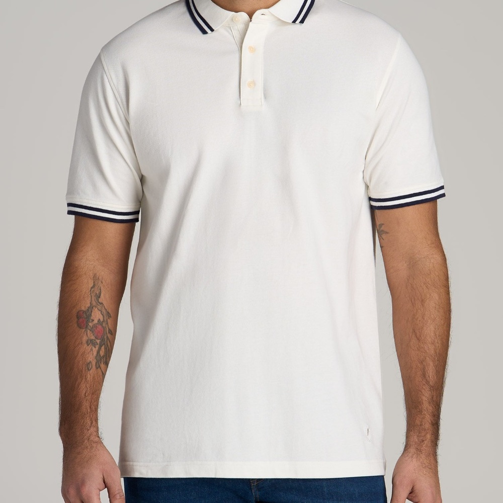 American Tall Contrast Tipped Polo Men's in Ecru Size XLXL / Tall / Ecru
